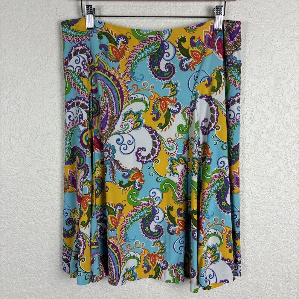 Ralph‎ Lauren Paisley Womens Skirt Sz Medium Boho Colorful Eclectic Artsy Easter